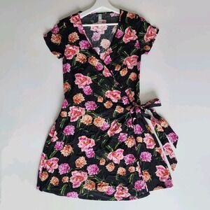 RIPZONE Swan Wrap Dress‎ Womens Small Floral Beachy Cruise Paradise Vacation